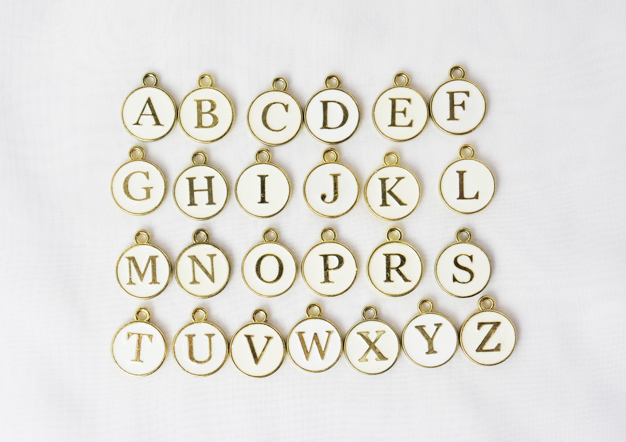 パーツ]イニシャルチャーム サークル型 ホワイト- 2-ライン