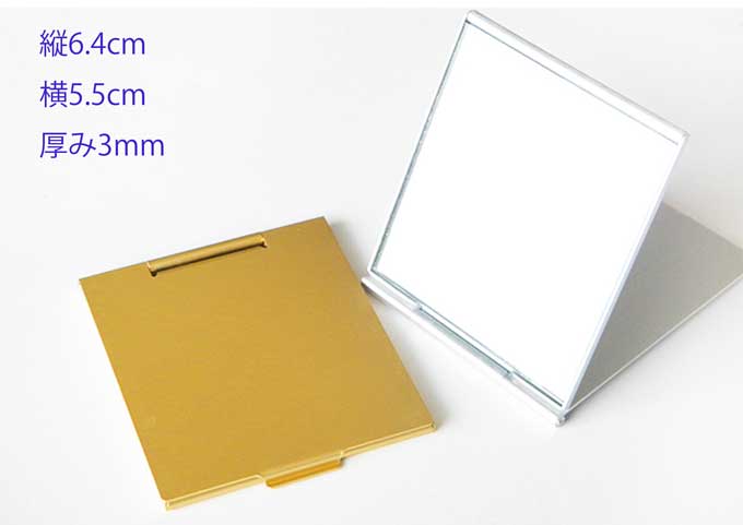 デコ素材]アルミコンパクトミラー 薄型 1個- 2-ラインストーン