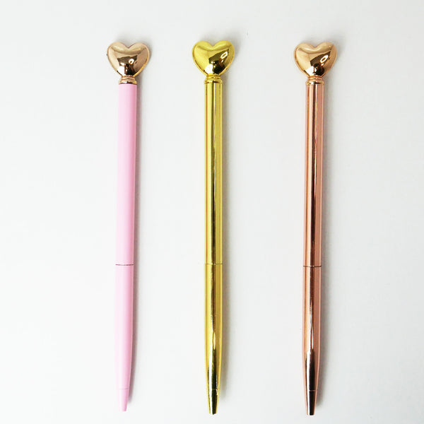 王冠黄熊ちゃんとゴールドリボンの手染めハートのボールペン❤ ballpen-
