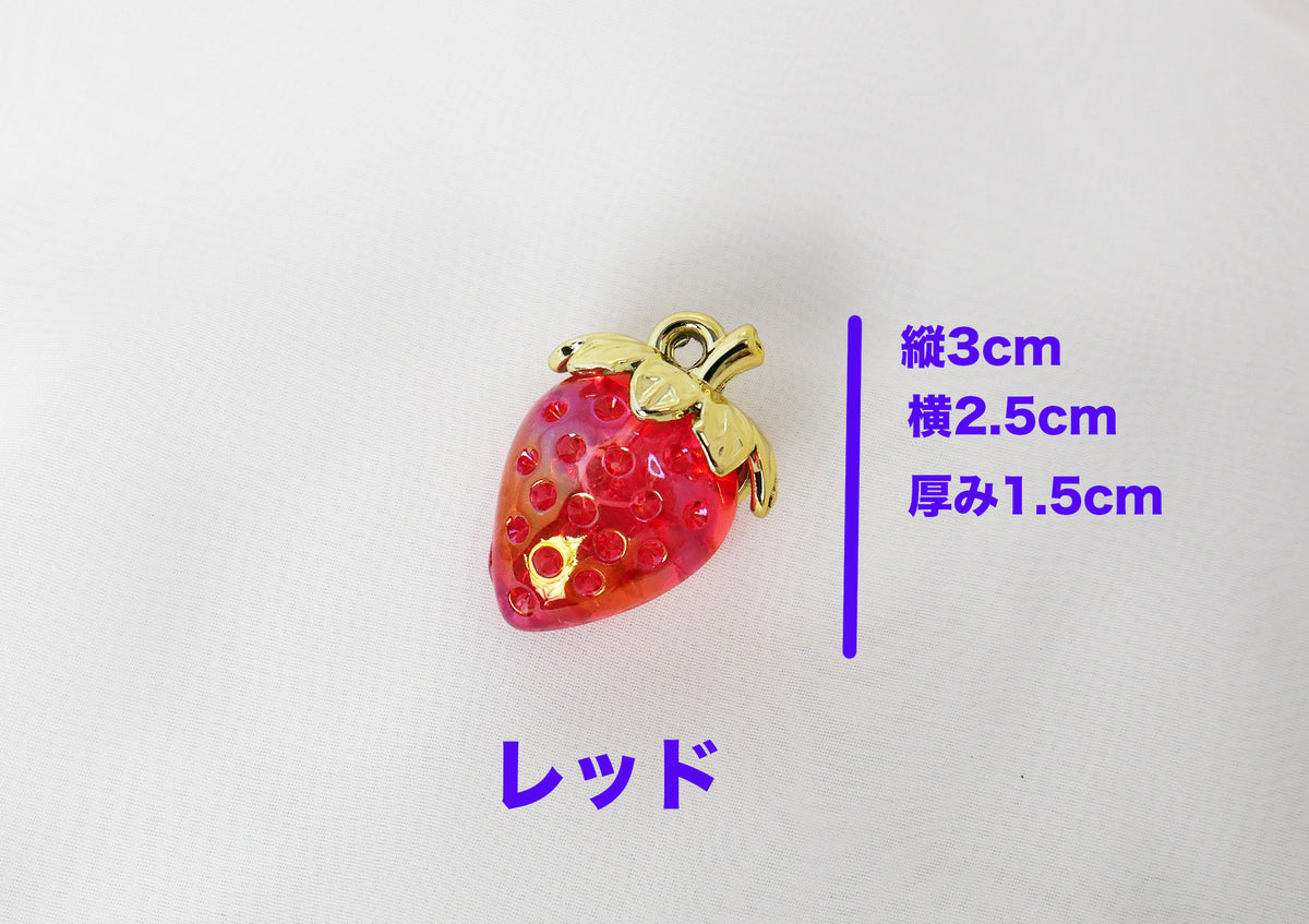パーツチャーム】クリアいちご- 2-ラインストーン・スワロフスキーの品